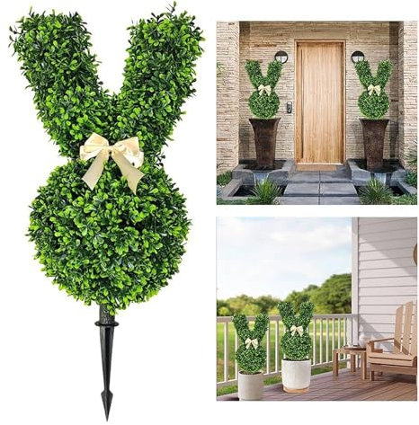 Oster-Outdoor-Dekoration, künstlicher Hase, Formschnitt, für Veranda, Topiary, für Zuhause, Veranda, Dekoration für Zuhause, Veranda, Außengarten (A)