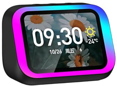 Ujjdwiurgh Altavoz Bluetooth Inteligente con Pantalla Grande y Control de Temperatura, Altavoz de Mesa con FM, Decoración de Oficina, Color Negro.