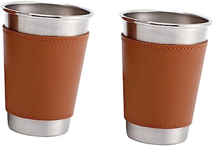 HOMOBABE 2pezzi Bicchieri Da Birra Acciaio Inossidabile Con Rivestimento Pu Per Feste e Picnic Bicchieri Leggeri e Antiruggine Perfetti Per Bevande Fredde e Calde