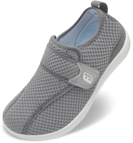 JOINFREE Walking Shoes for Women & Men Wide Toe Box Diabetic Shoes with Adjustable Upper Non Slip Casual Sneakers Comfortable for Swollen Feet, Edema, Arthritis & Elderly Light Grey Women 9/Men 7