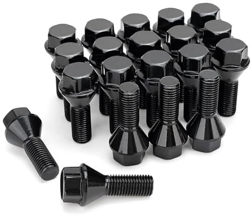 VBNYBA Locking Wheel Nuts Compatible With Fiat 500 20 Pcs Steel Wheel Bolts M12x1.25 Car Accessories Wheel Bolts Nuts Studs Replacement Parts