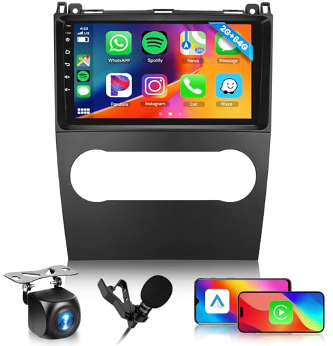 Hodozzy 2G+64G Android Autoradio für Mercedes Benz A/B-Klasse B200 W169 A160 A180 A200 A220 2008-2012 mit Wireless Carplay Android Auto, 9 Zoll Touchscreen mit Navi DSP Bluetooth WiFi FM/RDS Radio