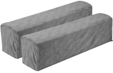 QUARKZMAN 2 Stück Diamantmuster Stretch Armlehnenbezüge, Weiche Sesselüberwürfe Couch Liegesessel Armabdeckung für Stuhl Sofa Schutz, Tiefgrau
