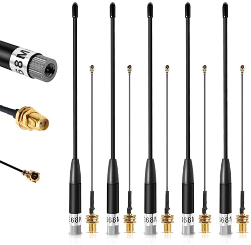 5 Stück 868MHz LoRa Antenne10 dBi Gain Soft Whip Antenne für ESP32/LoRa 32 V3/LoRa32u4 II,SMA Stecker 19.5cm + (U.FL IPX) auf SMA Buchse Kabel