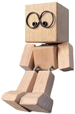 Ghjkldha Wackelholzmann-Figur Handgefertigte Skulptur Autozubehör | Handgefertigtes wackelndes Holz-Auto-Ornament Armaturenbrett-Ornamente für Zuhause Schlafzimmer Wohnzimmer Wohnung Hotel