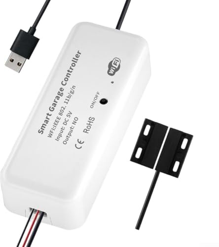 Zilimontt Garage Door Opener Controller with WiFi Connectivity for Alexa Voice Control and Remote Access via Life App, White