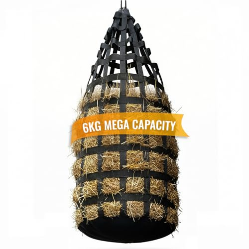 Biigdan Heunetz für Pferde Groß,Engmaschig Heusack für 6kg Heu,XXL Portable Heutasche,Robust Langlebig,für Pferde, Schafen, Rindern (45 * 90cm,Schwarz)