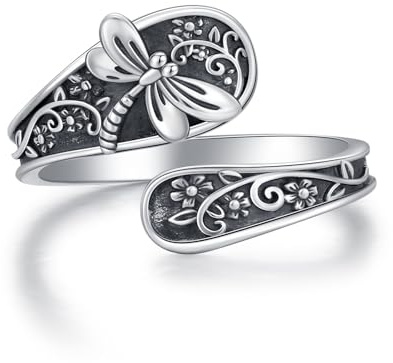 Adjustable Rings 925 Sterling Silver Jewellery Spoon Feather Wings Witch Hat Animal Snowflake Hug Ring Gifts for Women Men Lover Anniversary Birthday Graduation Christmas Valentine's Day Mother's Day