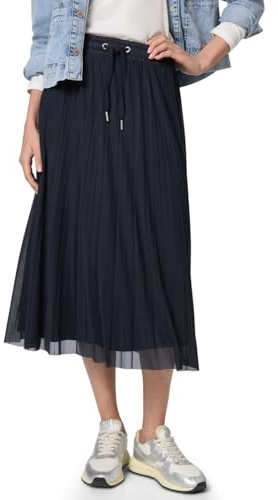 Street One Midi-Rock aus Mesh in Plisséestruktur Shadowed Navy 36