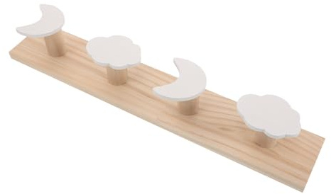 iplusmile Crochets Muraux en Bois Naturel de Lune et Nuage, Porte-manteaux Décoratifs pour Chambre D’garçon et Filles, Salle de Bain Cuisine, Supports Suspendus pour Manteaux, Paquet
