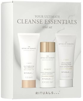 Rituals The Ritual of Namaste Cleanse Essentials Trial Set, Gesichtspflegeset mit Reinigungsschaum 30ml, Reinigungspulver 15g und Gesichtspeeling 30ml