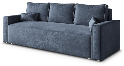 Masseno Sofa MENI LM mit Schlaffunktion, Sofa mit Bettkasten, Wohnzimmersofa, Couch, Soffa, Bettsofa, Couchgarnitur- Blau, LUMO 05