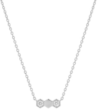 Suzan Gold® 925 Sterling Silber Halskette Damen Hexagon Zirkonia Anhänger modern filigran wasserfest nickelfrei Geschenk Hexagon Crystal Necklace hochwertig