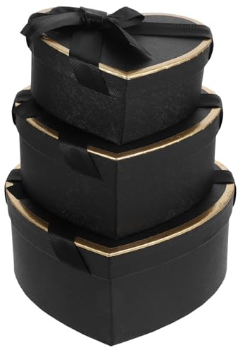 CORHAD Herzförmige Geschenkbox aus Karton mit Benutzerfreundlichem Design und Elegantem Stil 1 Satz Stapelbare Nistkästen für Geburtstag und Valentinstag in Schwarz