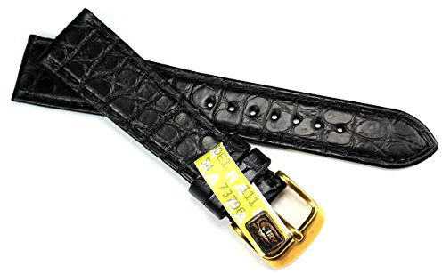 GRAF 19 mm / 16 mm ECHT Louisiana Black/schwarz Flach Kroko Uhrenband Band Germany Alligator KROKOBAND B82