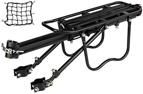 FloweryOcean Mountainbike Gepäckträger, Einstellbare Träger Fahrrad Gepäckträger,Maximalbelastung 100kg,Aluminiumlegierung,Schnelle Installation, mit Reflektor