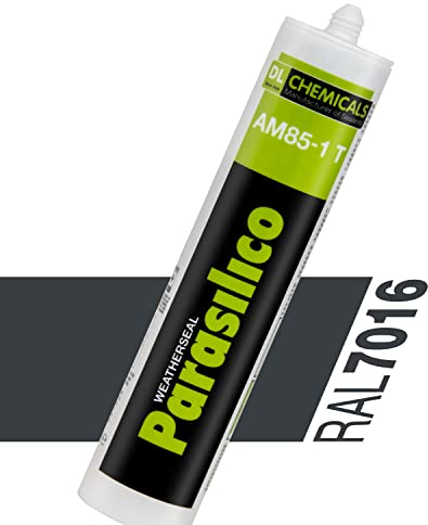 Profi Silikon Parasilico 310ml Kartusche Dichtstoff Sanitär, Küchenbereich, Innen-und Außen Bausilikon, Große Farbauswahl (2x Kartuschen, anthrazit RAL 7016)