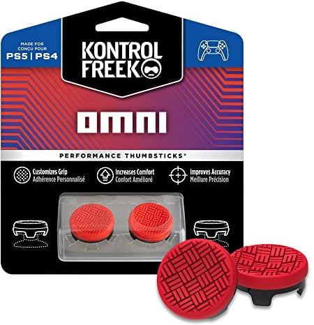 KontrolFreek Omni pour PlayStation 4 (PS4) et PlayStation 5 (PS5) | 2 joysticks performants | 2 concaves taille basse | Rouge