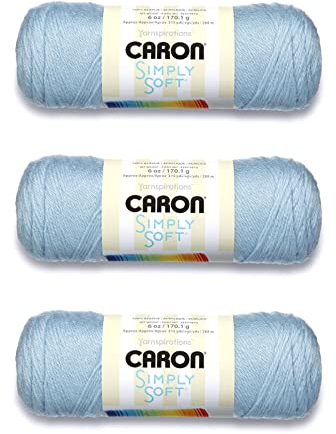 Caron Simply Soft - Gomitolo di filato morbido blu, 3 confezioni da 170 g, acrilico, 4 medi (pettinati), 300 m, per lavori a maglia/uncinetto