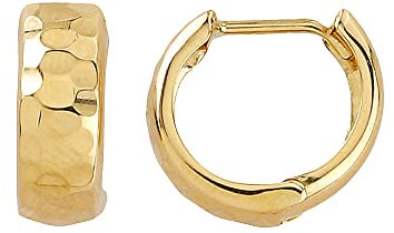 Damen Ohrringe Creolen gehämmert in 585 Gelbgold Clip Verschluss Gold Schmuck 8259