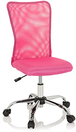 hjh OFFICE 691017 Kinderdrehstuhl KIDDY NET I Stoff/Netz Pink Kinderschreibtischstuhl mitwachsend, ohne Armlehnen