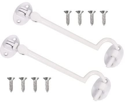 Modaleo Cabin Hook Stainless Steel Gate Hook Eye Latch Barn Door Lock Gate Door Swivel Window Door Hook Outside Mounting Screws Shed Gate Garage Door White (2 Hook with Screws L15cm)