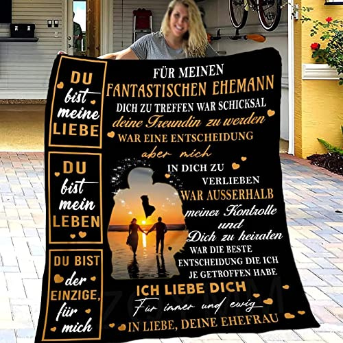 Kuscheldecke Geschenk für Ehemann, Geburtstag Weihnachten Hochzeitstag Geschenke für Männer, Flauschige Decke An Meine Ehemann Von Ehefrau, extra weich & warm Wohndecke Flanell Fleecedecke