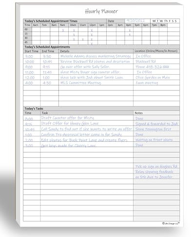 StundenplanerNotizblock 50 Seiten Planungsblock mit Terminzeitblock, Aufgabenprotokollliste und Notizabschnitten. Für Büroarbeitsplan und Zeitmanagement. 21,6 x 28,9 cm, A4Blätter. Hergestellt in