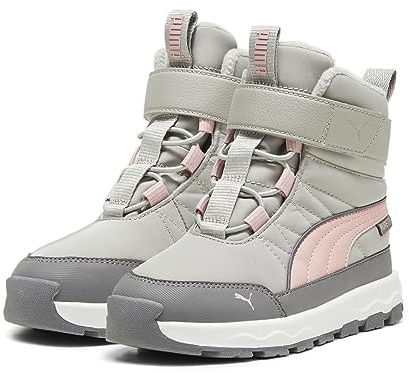 PUMA Evolve Boot PURETEX AC+PS Sneaker, Smokey Gray-Future PINK White, 34 EU