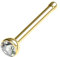 Jewel Barrel Nasenstecker mit Kristallkugel-Ende, Nasenlochknochen-Piercing-Schmuck, dünn, 20 g (0,8 mm), Nasenringstift, chirurgischer Stahl mit winzigem CZ-Diamant (Gold)