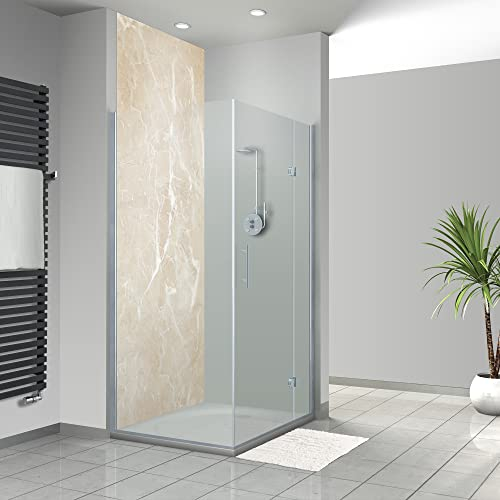 WANDFREUDE individuelle Duschrückwand Aluverbundplatte auf Maß (1 Stück - Elfenbein Marmor - Seidenmatt) – Dusche Wandverkleidung Duschwandverkleidung Duschrückwände