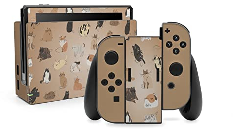 Folien Skin für Spiele Konsole Joy-Con und Ladestation Aufkleber Set Top Schutz gegen Kratzer Design Sticker Cover passgenau selbstklebend RX021 (Nr. 21 Katzen)