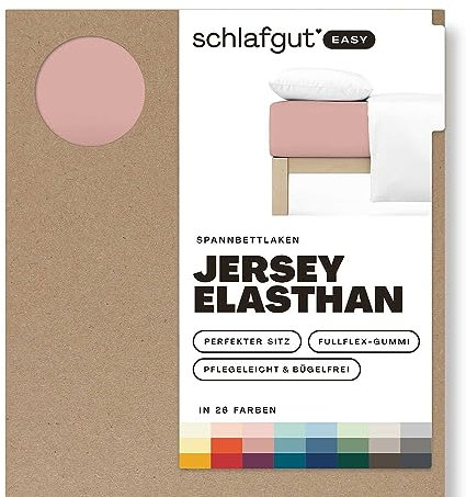 Schlafgut Easy Jersey Elasthan Spannbettlaken 120x200 bis 130x220 Purple Mid, Spannbetttuch aus superweicher Baumwolle mit Elasthan