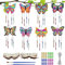 TZQFROCE Schmetterling Windspiel Bastelset Kinder 8 Stück DIY Schmetterling Holzbastelsets Schmetterling Basteln Kindergeburtstag mit 32PCS Windspiel für Hochzeit Feier Party Basteln Echtholz