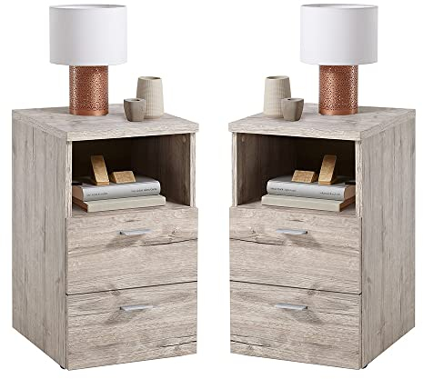 Lomadox Nachttisch, 2er Set, in Eiche hell Nb., auch für Boxspringbetten geeignet, B/H/T je ca. 35/61,5/39,9 cm