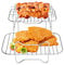 SUSNUAN 2 PCS Air Fryer Rack, Stainless Steel Air Fryer Double Layer Rack with 4 Skewers, Multi-Purpose Air Fryer Accessories, Suitable for Double Basket Air Fryer, Roasting Oven, Microwave