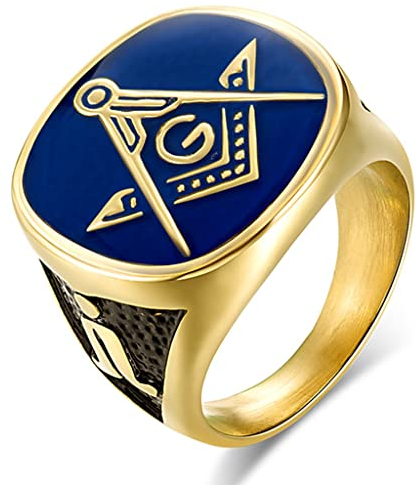 TS TAC-SKY Vintage Skandinavischen Freimaurer Männer Ring Kirche Männer Ring Bruderschaft Ring Männer Und Frauen Urlaub Geschenk Mit Geschenktüte (Color : Style 1, Size : 9)