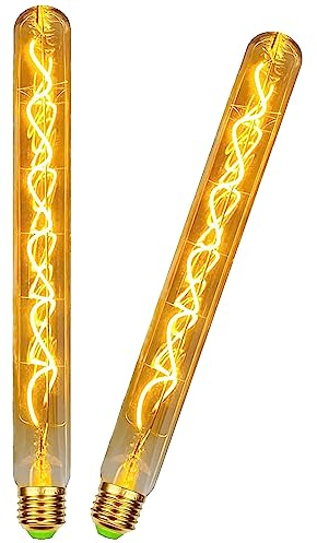HUSTUNG Edison Vintage Glühbirne E27, E27 LED Vintage LED Röhre in 30CM Länge Dimmbar 4W LED Retro Lampe 2200K Glühbirne E27 Vintage LED Flötenrohr Ideal für wandlampe vintage, Stehlampe - 2 Stück