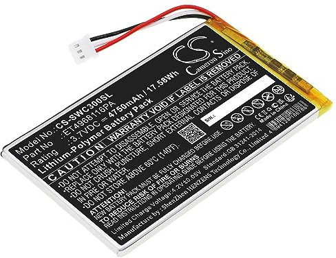 TECHTEK battery compatible with [Swing Caddie] SC300, SC300 Portable Golf Launch Monitor & Trainer replaces ET4968116PA