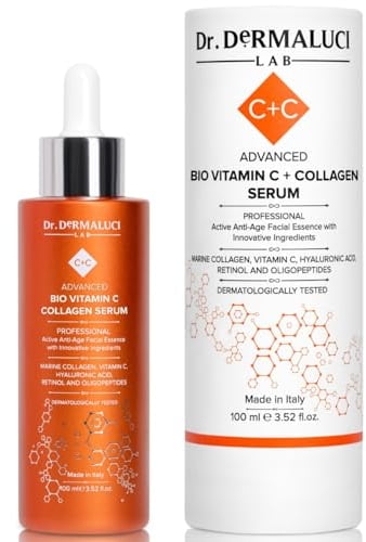 Siero Vitamina C Acido Ialuronico Viso Retinolo Collagene Bio 100ml | Aloe Vera, Oligopeptide | Anti Aging Antiossidanti Illuminante Sebo Riequilibrante | Cosmetici Naturali |Cura della Pelle | Italia