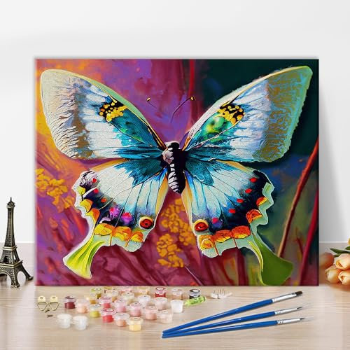 Pittura a olio astratta con i numeri, per adulti, colorata fai da te con numeri, per principianti, bambini, insetti astratti, tela per dipingere pigmenti acrilici, artigianato artistico per casa e
