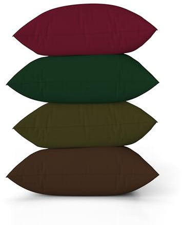 ggaimwf Einfarbig Leinenkissenbezüge für Sofa Rot Grün Braun Kissen für das Bett Klassiker Vintagefarbe Handgefertigt Quadrat Kissenhüllen mit unsichtbarem Reißverschluss, 45x45cm, 4er-Set