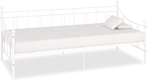 ZQQLVOO Bettgestell Familienbett Palettenbett Tagesbett-Rahmen Weiß Metall 90×200 cm Geeignet für Familienzimmer
