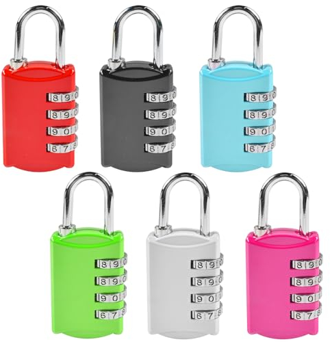 6 Pièces Cadenas Code 4 Chiffres,Cadenas de Sécurité Résistant Aux Intempéries,Petit Cadenas Casier Code Alliage de Zinc Cadenas Valise,Code de Verrouillage Voyage,pour Casier,Valise, Garage,Portail
