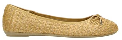 Ballerine Fitters da Donna Lisett in Colore Cognac PU Rafia, Scarpe Plus Size da Donna - Scarpe Grandi da Donna, Lisett 43 EU Cognac PU Rafia