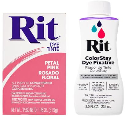 Tinte en polvo concentrado multiusos para ropa, decoración y manualidades, color rosa pétalo con fijador ColorStay