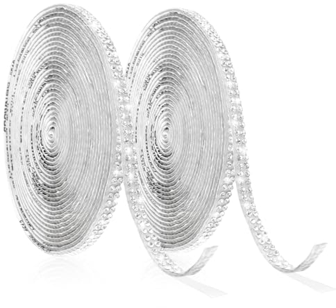 Dadabig 2 Rollen Strasssteine, 5m Strassband Selbstklebend Glitzer Sticker Band Auto Zubehör Innenraum Glitzer für die Dekoration von Auto Handy Geschenk Handwerk