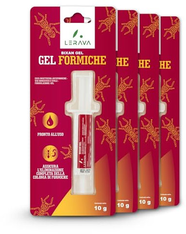 LERAVA® Gel Formiche [Pronto all'uso] - 4x10g Siringa - Insetticida Formiche con Esca potente Attrattiva - Esca formiche per uso Interno/Esterno - Protezione Lunga Durata - anti formiche per casa
