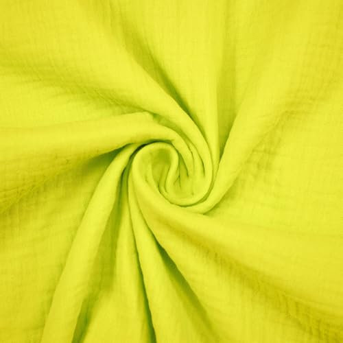 Musselin Stoff Sunny, Double Gauze, uni neonlimettengelb (Länge am Stück: ab 50cm / Breite: 130cm)