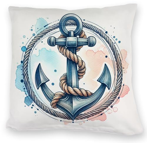 speecheese Anker mit Seil Kuschelkissen Ankermotiv maritimes Kuschelkissen - Ideal für Schiff Marine Deko Nautische Sicherung Befestigung beim Segeln Rundum Nautik Charme